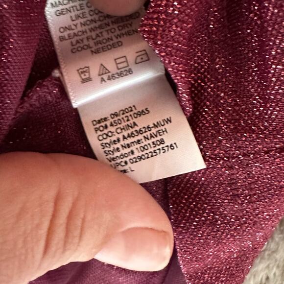 Logo Layers Lori Goldstein Metallic Mesh Cardigan Mulled Wine L Large - Picture 11 of 12